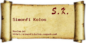 Simonfi Kolos névjegykártya